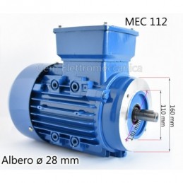 Motore elettrico trifase 5,5 HP - 4 kW 1400 giri 4 poli giri MEC 112 Forma B14