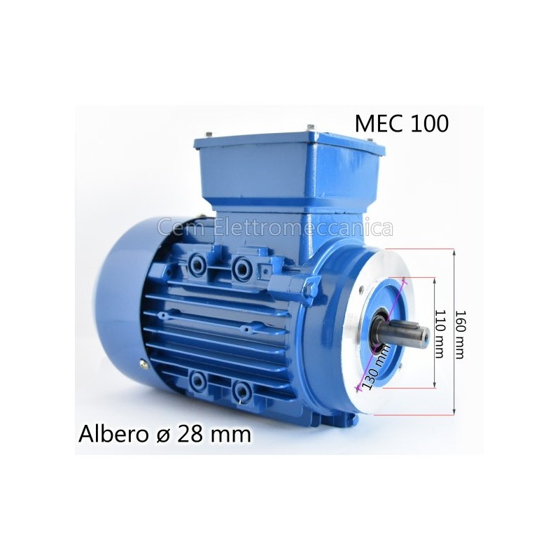 3-phase electric motor 3 HP - 2.2 kW 1400 rpm 4 poles MEC 100 Form B14