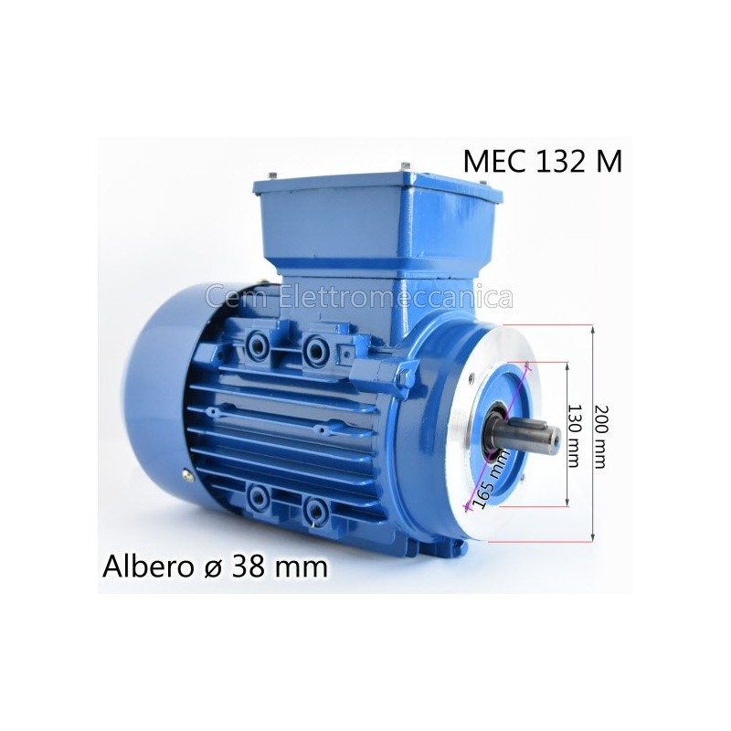Three-phase electric motor 12.5 HP - 9.2 kW 2800 rpm 2 poles MEC 132 Form B14