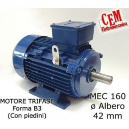 Three-phase electric motor 15 HP - 11 kW 1400 rpm 4 poles MEC 160 Form B3