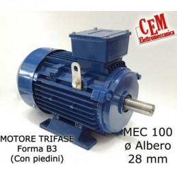 Three-phase electric motor 4 HP - 3 kW1400 rpm 4 poles MEC 100 Form B3