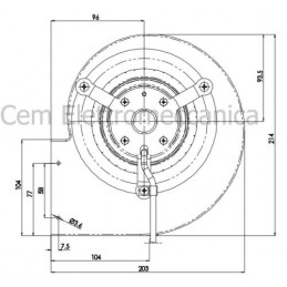 Centrifugal fan double suction 75 Watt 670 mc/h single phase