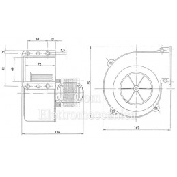 Ventilateur centrifuge moteur 80 - 85 watts FERGAS 209108 monophasé