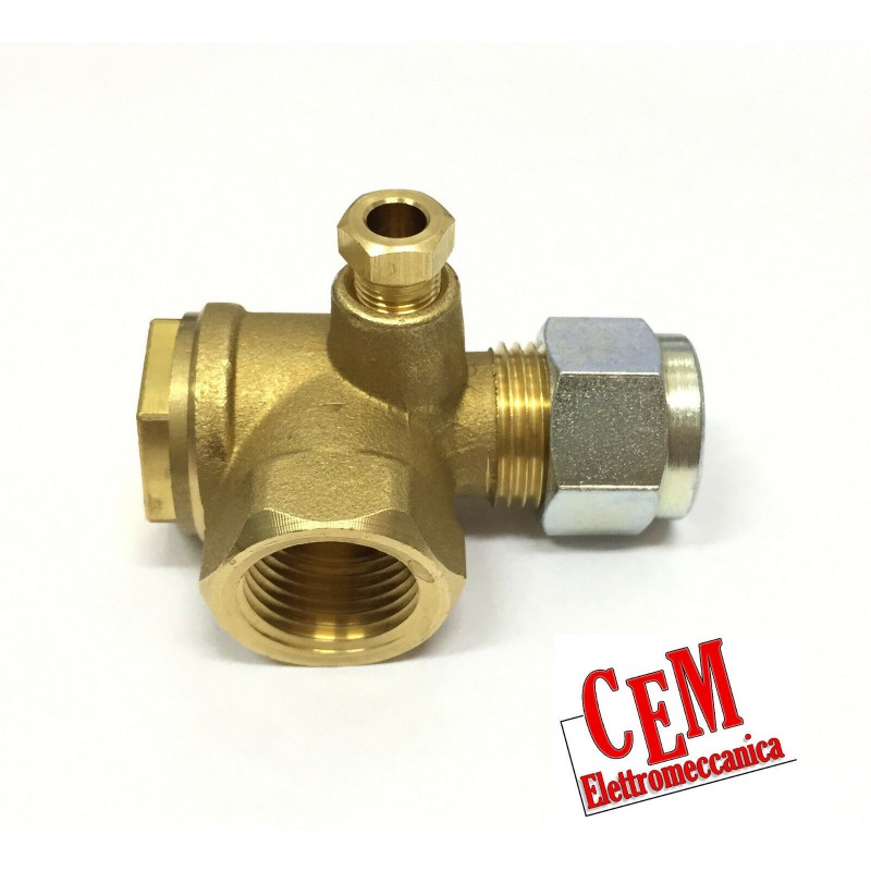 Valvola di ritegno orizzontale 1/2" F - tubo 14 mm per compressore