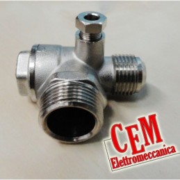 Horizontal check valve 1/2" - 3/8" . M - M for compressor