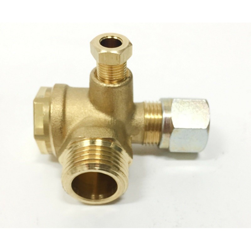 Valvola di ritegno orizzontale 1/2" M - tubo 10 mm per compressore