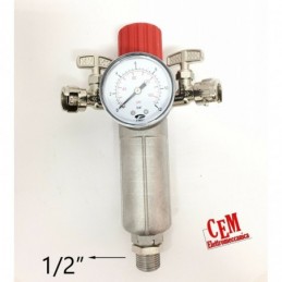 Reductor de presión 1/2" Con manómetro 2 salidas de aguja