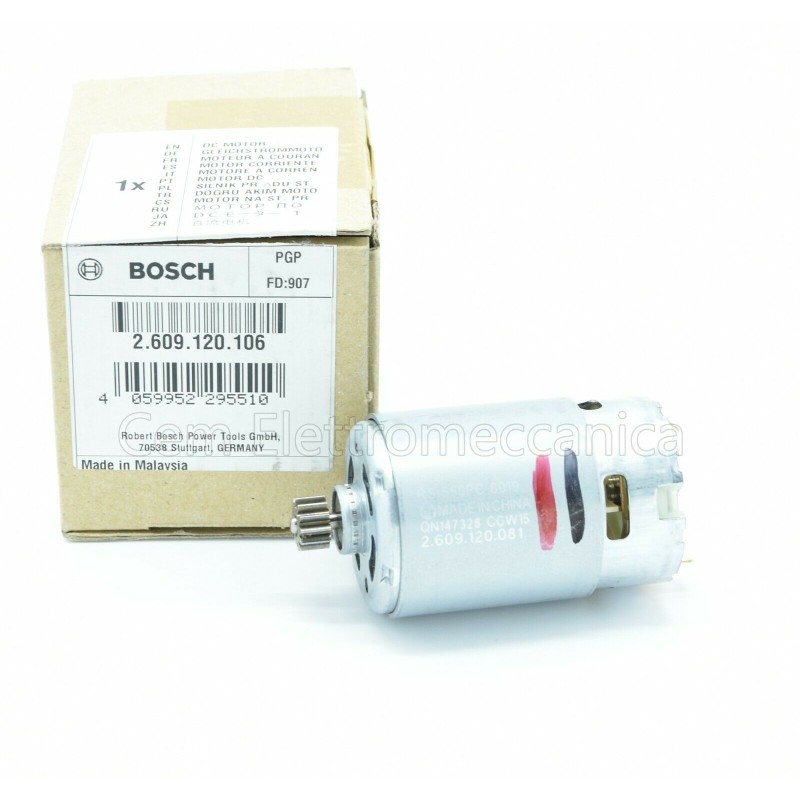 Bosch Gleichstrommotor für PSR 12-2 Akku-Schrauber (Ersatzteil, 12V Motor,  Ritzel: 12 Zähne)